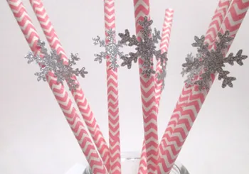 

25 pcs/lot Samll Snowflakes Dia5cm Decoration With Paper Straws Party Wedding Necessary Supplies