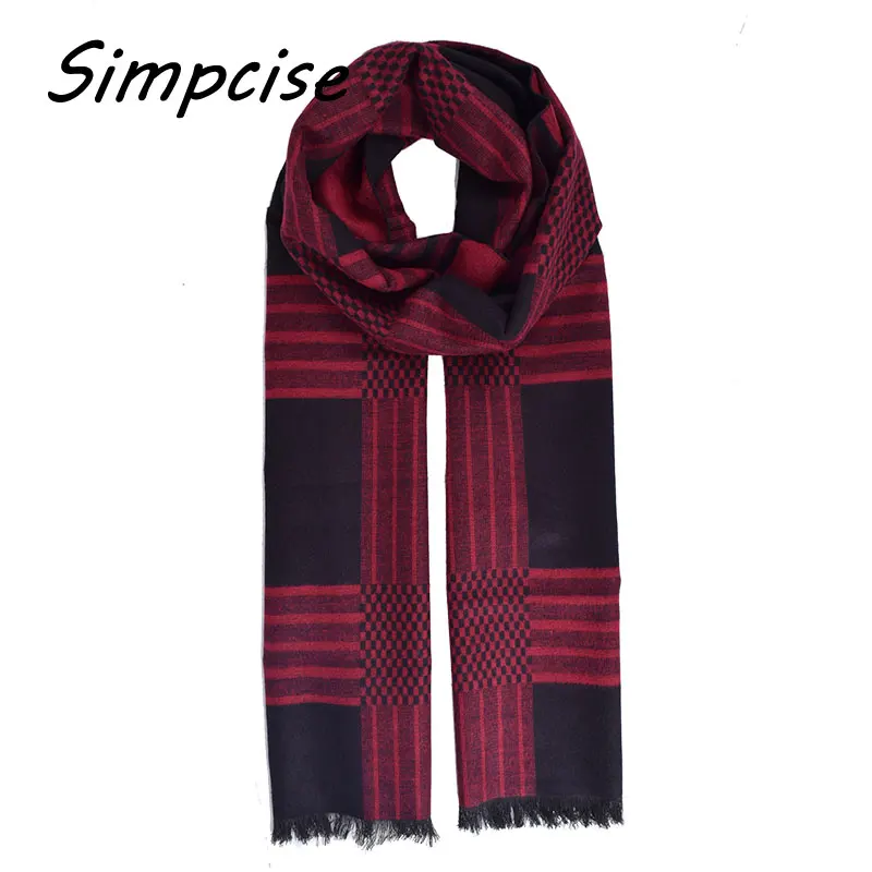 Mens Scarf Winter Fashion Plaid Scarf Brand Warm Scarves Man Luxury Collocation Warp A3A18934 wool scarf mens