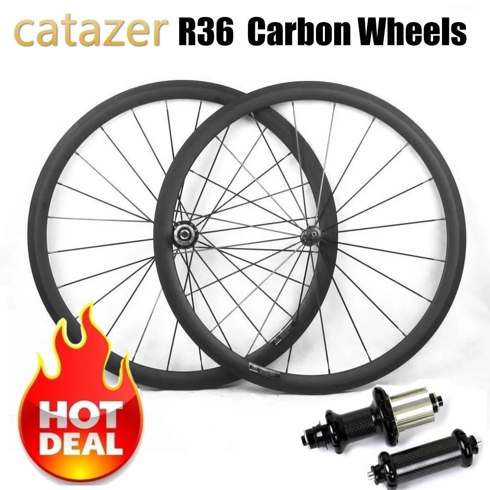 

Catazer Carbon Bicycle Wheelset 700C 23/25mm Wide 38mm 50mm 60mm 88mm R36 Hub Road Bike Basalt Brake Surface Carbon Wheels