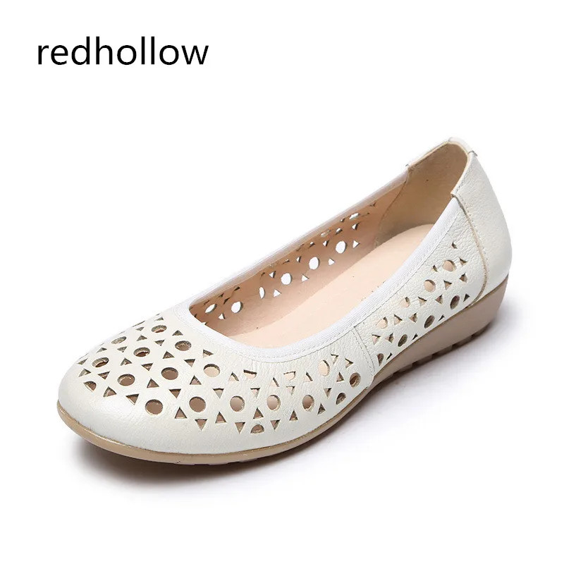 

Spring Summer Women Flats Shoes Genuine Leather Shoes Woman Cutout Loafers Slip On Ballet Flats Ballerines Flats Nurse Shoes