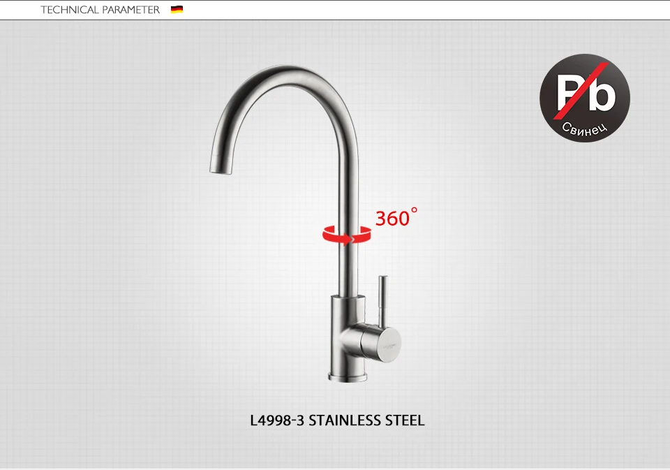 LEDEME Brass Kitchen Faucet Drinking Water Filter Kitchen Faucet Tap for Kitchen Sink Faucet 360 Hot and Cold Water L4998-3