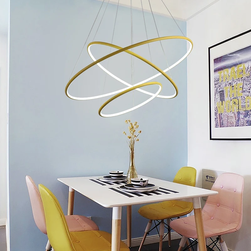 

Yellow/Green Ring Modern LED Pendant Lights for Living Room Dining Room 40W/110W Cord Pendant Lamp luminaire suspendu