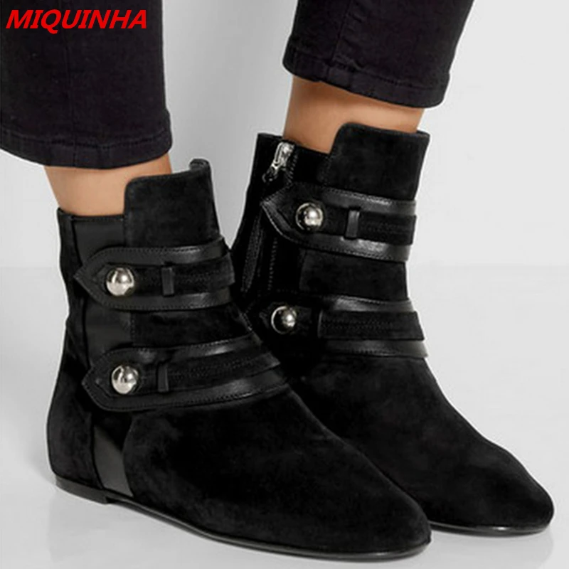 navy flat ankle boots