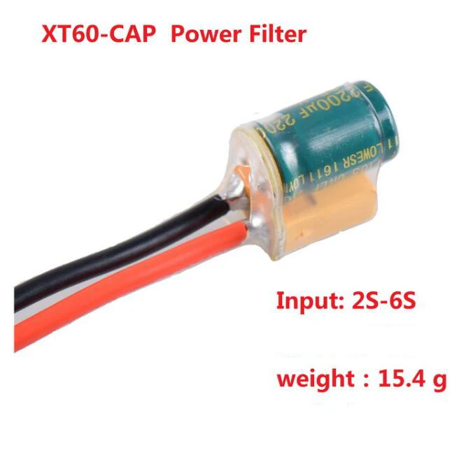 XT60 CAP фильтр питания с 14AWG 10 мм силиконовый кабель 2S 6S 2200 мкФ 25V для контроллера