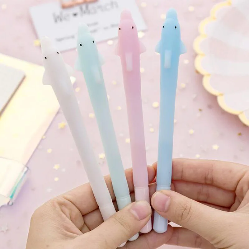 

1pc Kawaii Pen Dolphin Lovers Soft Glue Gel Pen Creative Silicone Black Signature Pen Student Office School Supplies Stationery