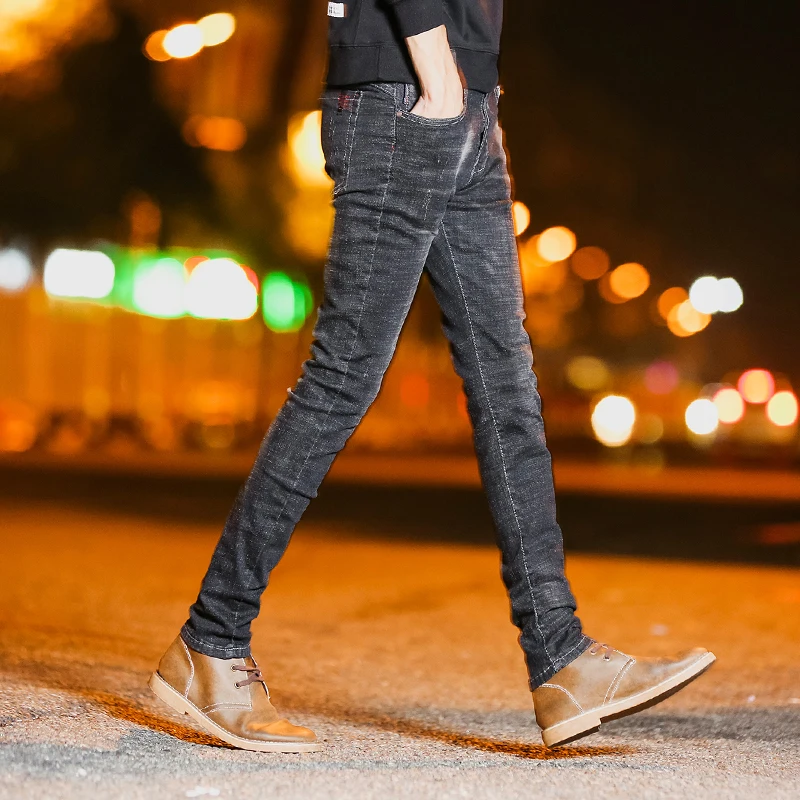 Men's Jeans High Stretch Fashion Black Denim Brand Men Slim Fit Jeans Size 27 28 29 30 31 32 33 34 36 Pants Jean
