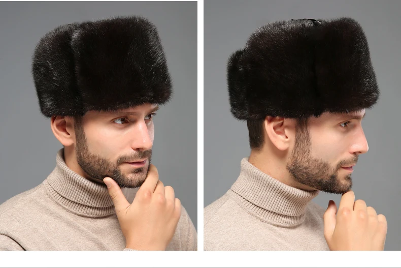 YECHNE бренд человек Aussia Стиль Зима утолщаются теплый реального норки Мех животных кепки женский Bomber Hat