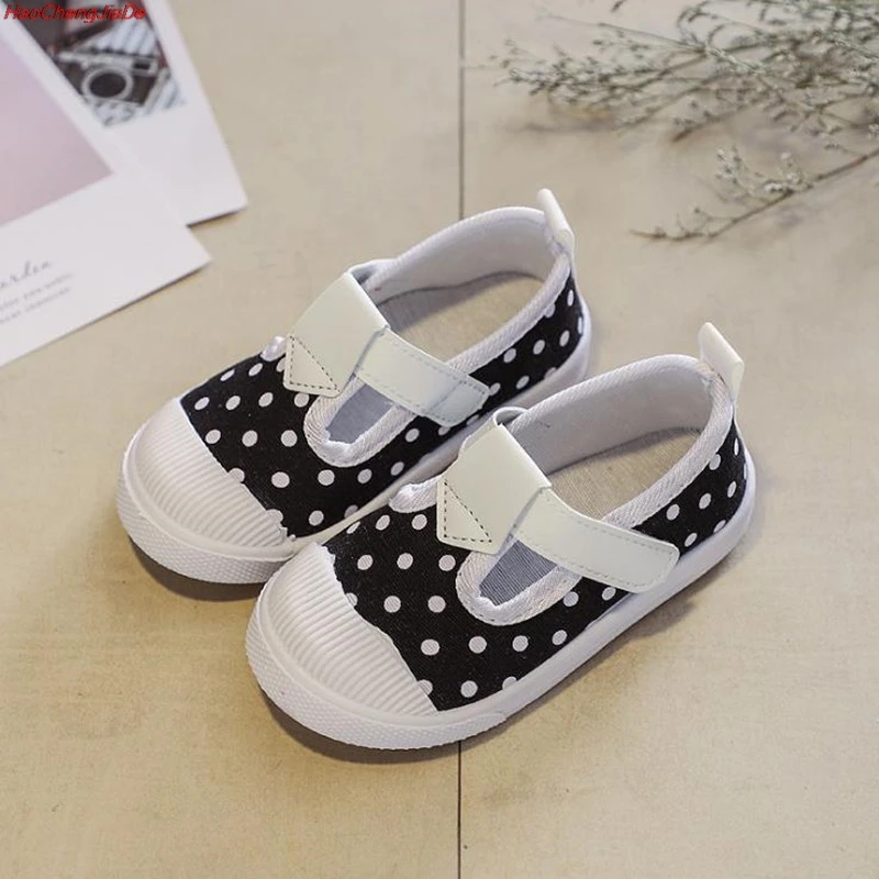 

Girls Princess Shoes New Autumn Fashion Soft Sole Polka Dot Lace Kids Canvas Sneakers for Children Sports Running Shoes For Girl