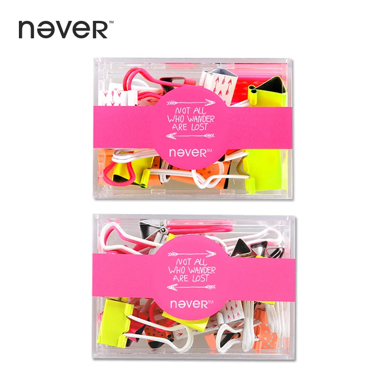 

Never Fluorescent Color Binder Clip Metal Paper Pink Clips Two Sizes 19/25mm Memo Holder Fashion Office Accessories Stationery