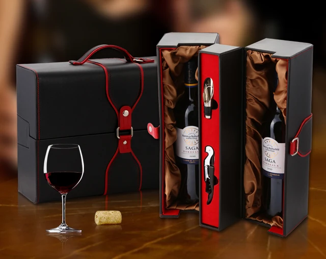 High grade PU Leather Wine Gift Box Wine Case With Accessories Travel
