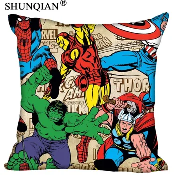 

LUQI Drop Shipping 18x18 inch Cotton Pillow Cover twin sides Cartoon Iron Man Hulk Captain American Square Throw Pillow Case