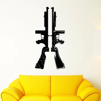 

WXDUUZ Vinyl Wall Decal Submachine Gun Army Soldier Killer Weapons Stickers Home Decor Wall Sticker B172
