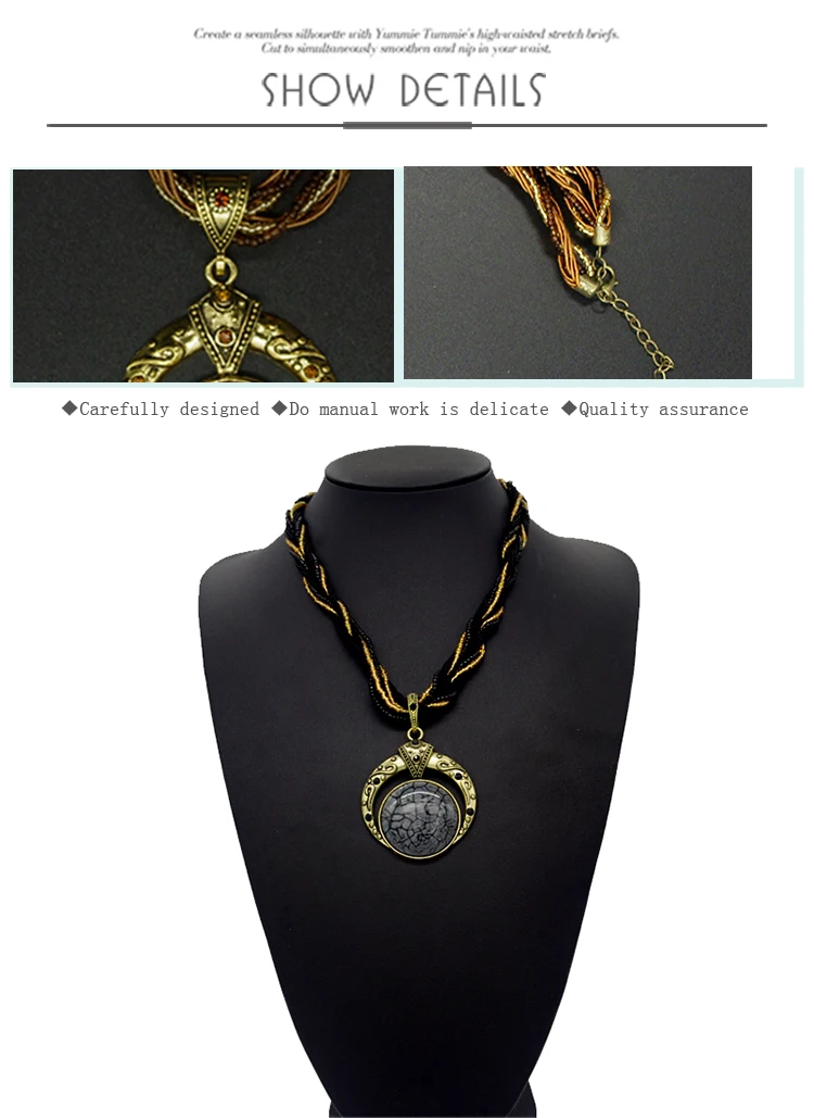 Винтажное длинное ожерелье для женщин, ретро Средиземноморское ожерелье-чокер, медное круглое ожерелье с кулоном для свитера, модное ювелирное изделие