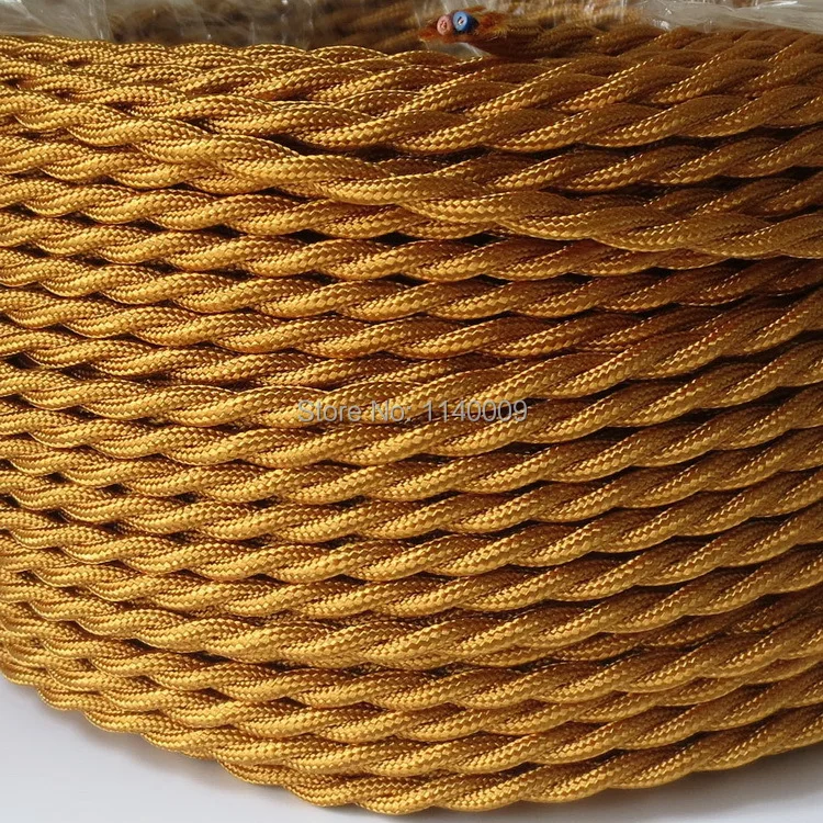 

Gold Color 2 x 0.75mm2 Twisted Cable Twisted Electrical Wire Color Braided Electric Cable Textile Cord