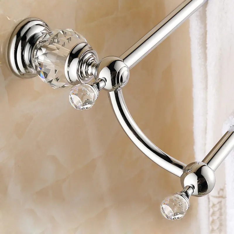Barras de Toalha Acessórios do Banheiro Antique Bronze Toalheiros Polido Diamante & Cristal Dupla Camada Suporte Toalha a0