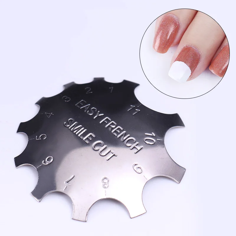 

1Pc Easy French Tip Nail Template Tool Cutter Stencil Smile Line Edge Trimmer 11 Sizes Styling Manicure Nail Art Tool
