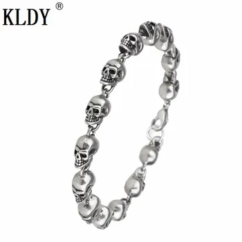 

KLDY Skull Bracelet Stainless steel chain Bracelets For Men punk braclets wristband Biker men steel Jewelry Personalized gifts