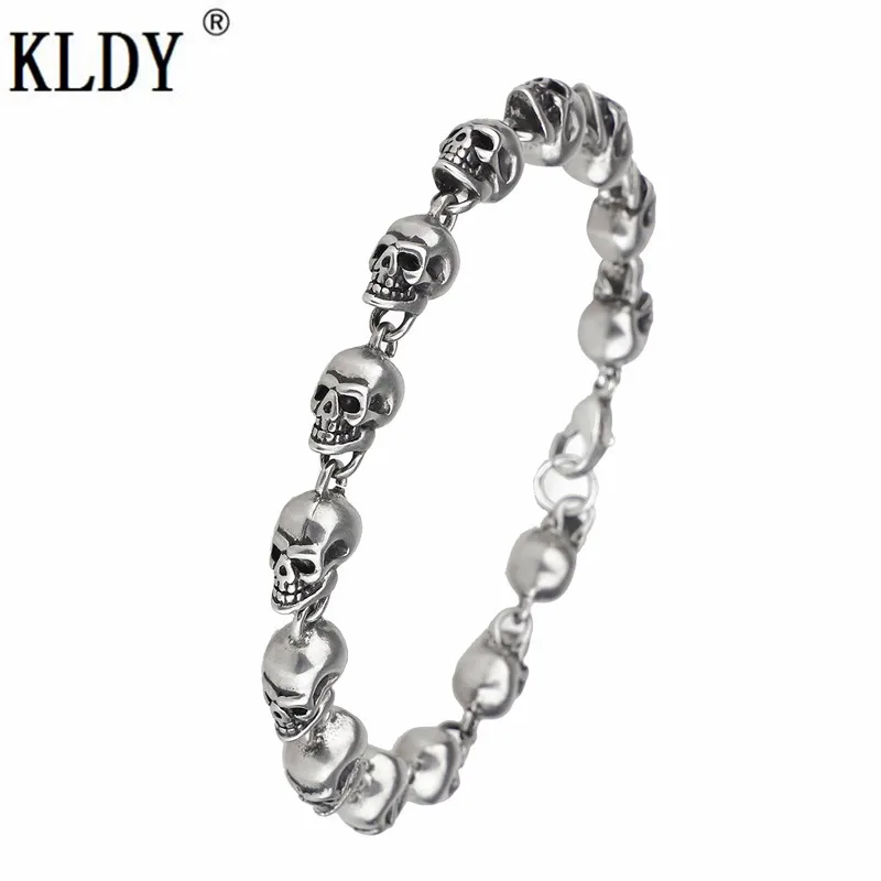 KLDY Skull Bracelet Punk Stainless steel Bracelets For Man High Quality Fashion Skeleton Jewelry Personalized statement hot gift