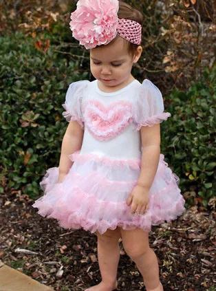 Рюшами любовь младенческой платье кружевные пачки для детей наряды девочек маленьких летняя одежда малышей bebe
