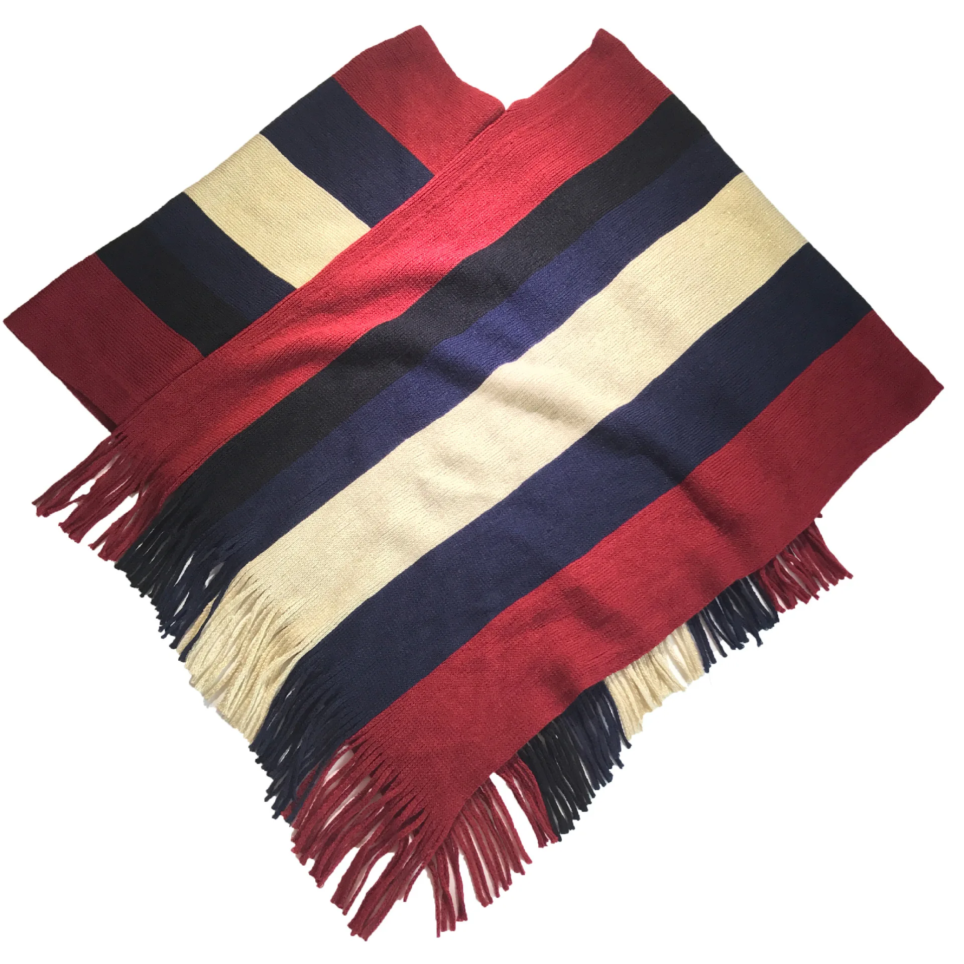 Вязаный полосатый зимний акриловый шарф с кисточками, пашмины, женские шарфы, Толстая двойная шаль, хиджаб, пончо для дам