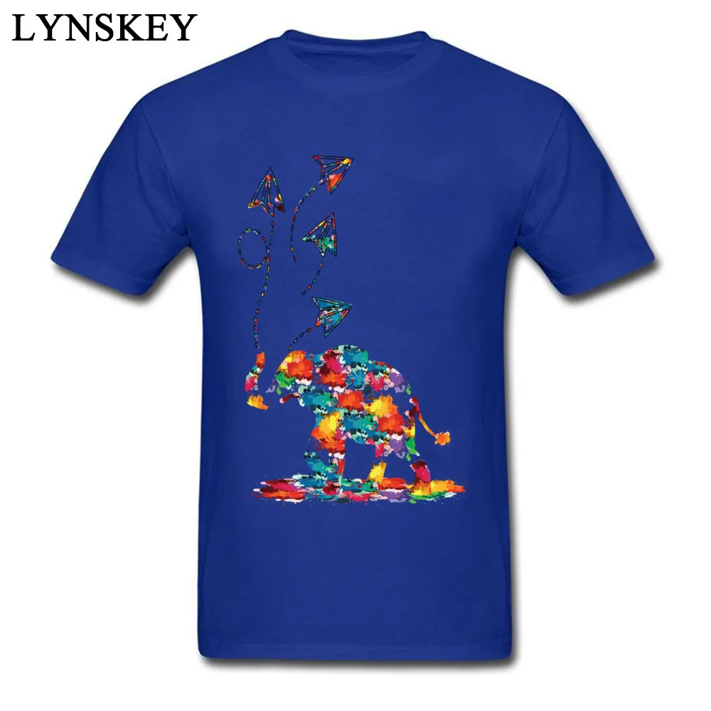 Rife 3D Printed T-Shirt Summer/Autumn Pure Cotton Crewneck Tops Shirt Short Sleeve Normal Paper planes Elephant Tee Shirts Paper planes Elephant blue