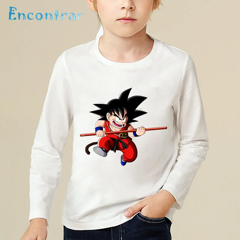 Детская футболка с принтом «Маленький Гоку», Детские Забавные топы с аниме «Жемчуг дракона», футболка с длинным рукавом для маленьких мальчиков и девочек, LKP5072 - Цвет: white-H