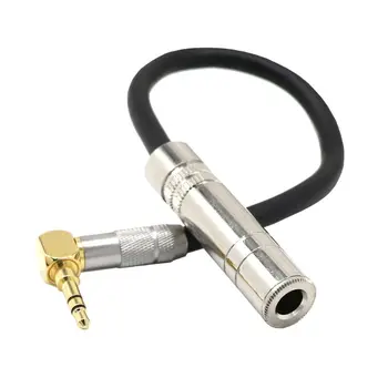 

6.35MM Female Stereo to 3.5MM Male Plug Jack Hifi Mic Audio Extension Cable Short 90 Degree Angled Audio Line Cable Wire