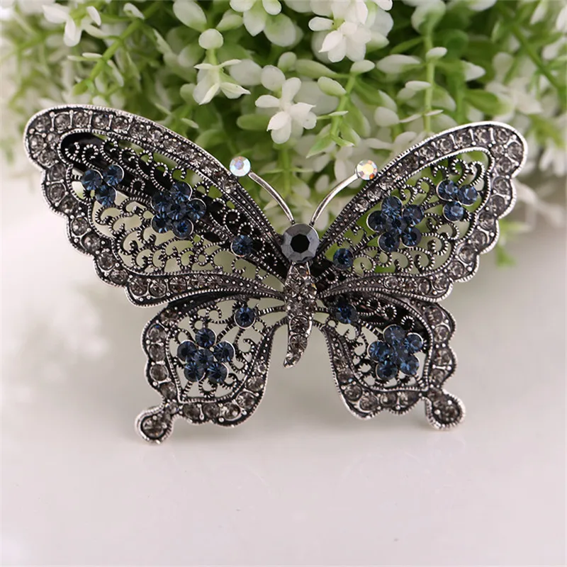 

New fashion alloy hairpins hair accessories for female women retro rhinestone butterfly hairclips bridal headdress gift 75z