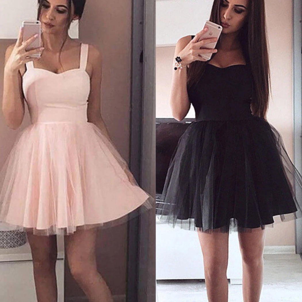 

Women Lace Swing Skater Dress Sexy Strap Sleeveless Tulle Dress Ladies Summer Elegant Party Club Beach Mini Sundress Robe