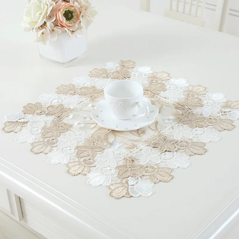 

Square 40cm European Style Simple Lace Coaster Table Mat Plate Cup Insulation Flower Pot Ashtray Pad Placemat Christmas Wedding