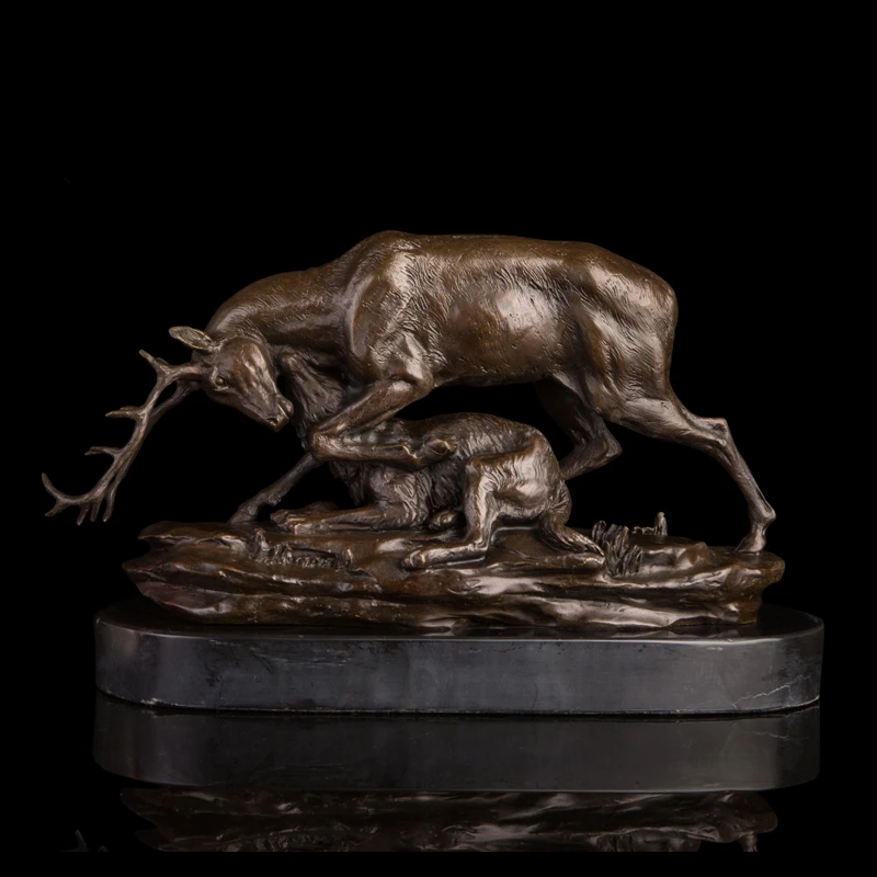 Best Selling metal art Bronze sculptures deer statue vintage Retro Artwork office Decoration