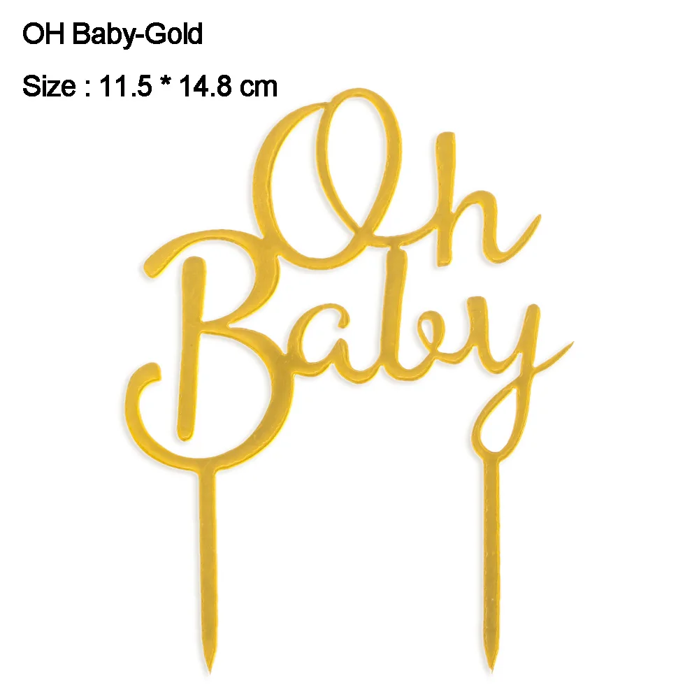 Новинка, 1 шт., золотой, розовый, акриловый «One», «Oh Baby», Топпер для торта, украшение на день рождения, вечеринку, десерт, кексы, инструмент для украшения торта - Цвет: OH Baby-Gold