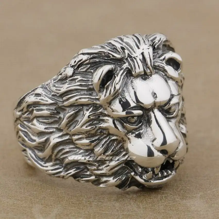 buy LINSION 925 Sterling Silver King Of Lion Mens Biker Rocker Punk Ring 9K022 US Size 7 to 15