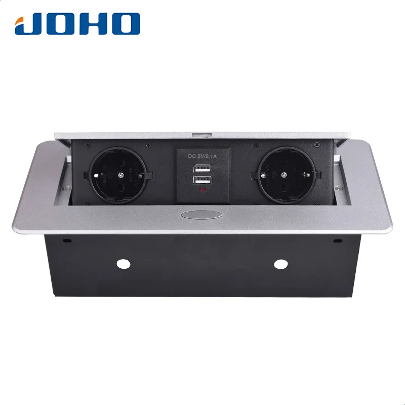 JOHO розетка с двумя usb портами для зарядки 2.1A офисная настольная из цинкового