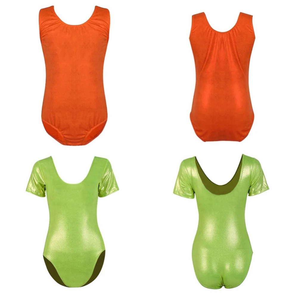 Girls Ladies Sleeveless Dance Leotard Metallic Lycra Modern Disco Costume Childs