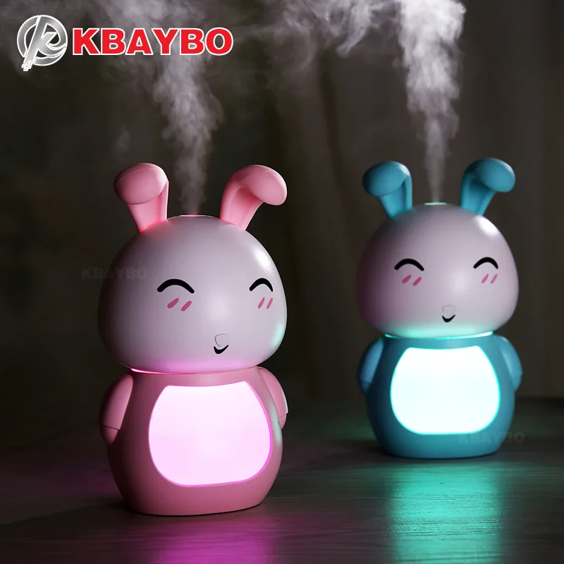 

USB electric Aroma Essential Oil Diffuser Ultrasonic Air Humidifier cute rabbit pink LED Lights aroma diffuser for home girl