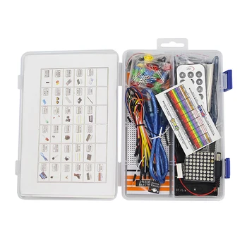 

Basic Starter Kit for for UNO R3 USB Cable Resistor Sensor Battery Holder Jumper Wire RGB Switch Module Robot Kits + Box