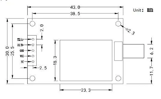 433MHz RF Transmitter size