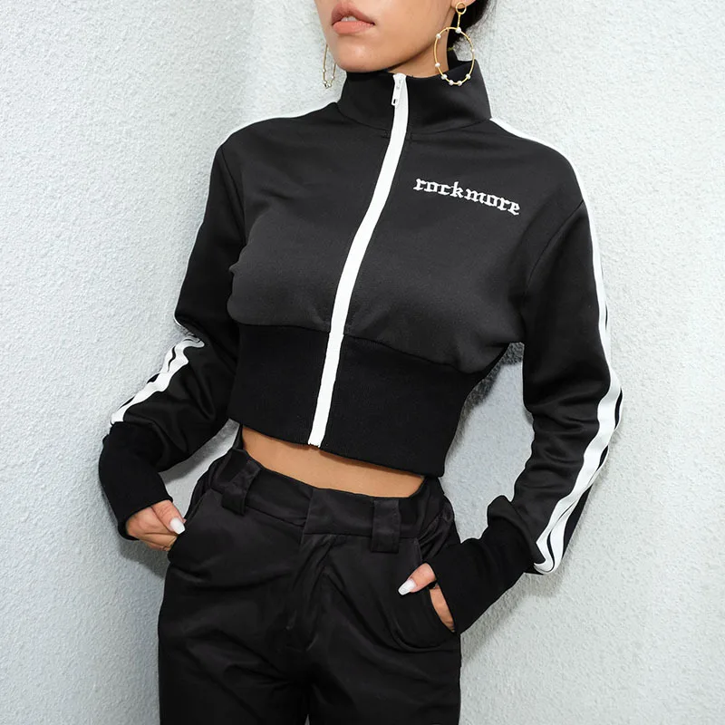 

Casual Trim Zip Jacket Women Autumn Boyfriend Style 2018 Long Sleeve Top Short Coat Female Letter Winter Ladies Coat Jacket