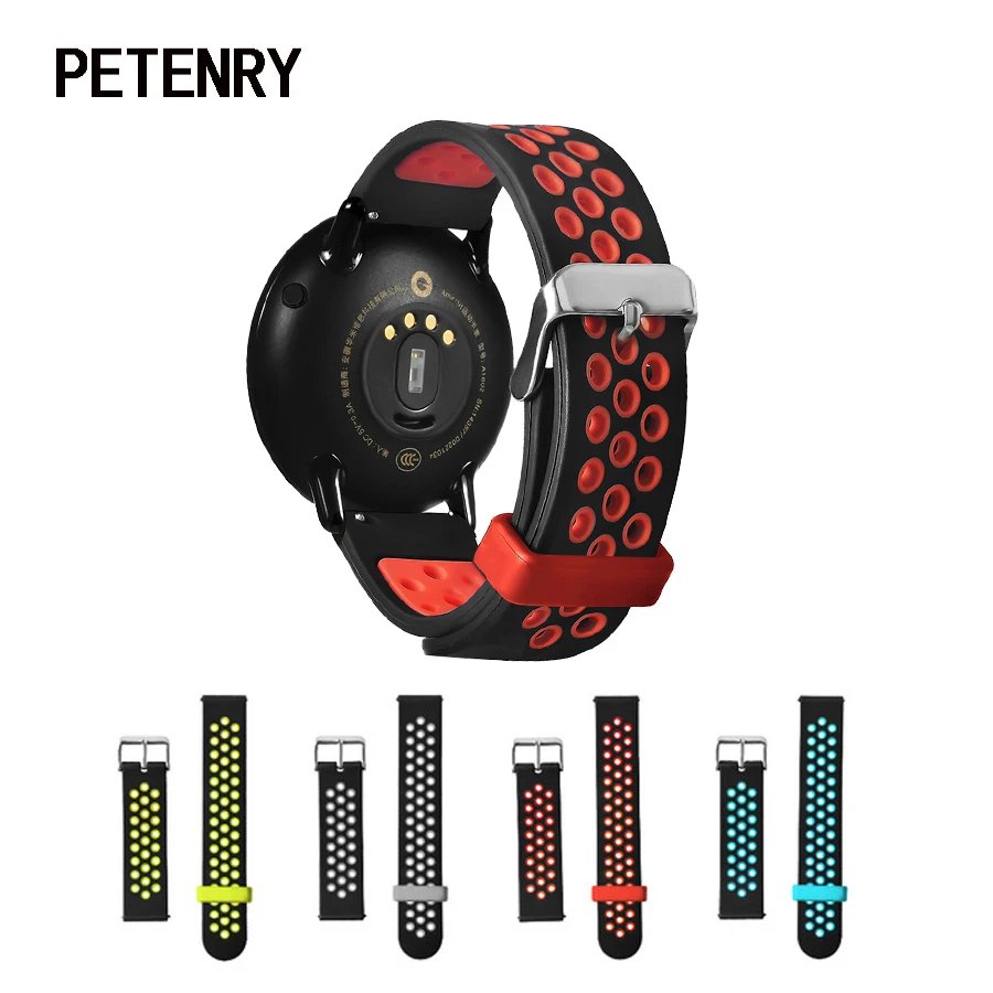 Colorful Soft Silicone Watch Band Strap for Xiaomi Huami Amazfit Pace Breathable Bracelet Replacement Wristbands 22mm