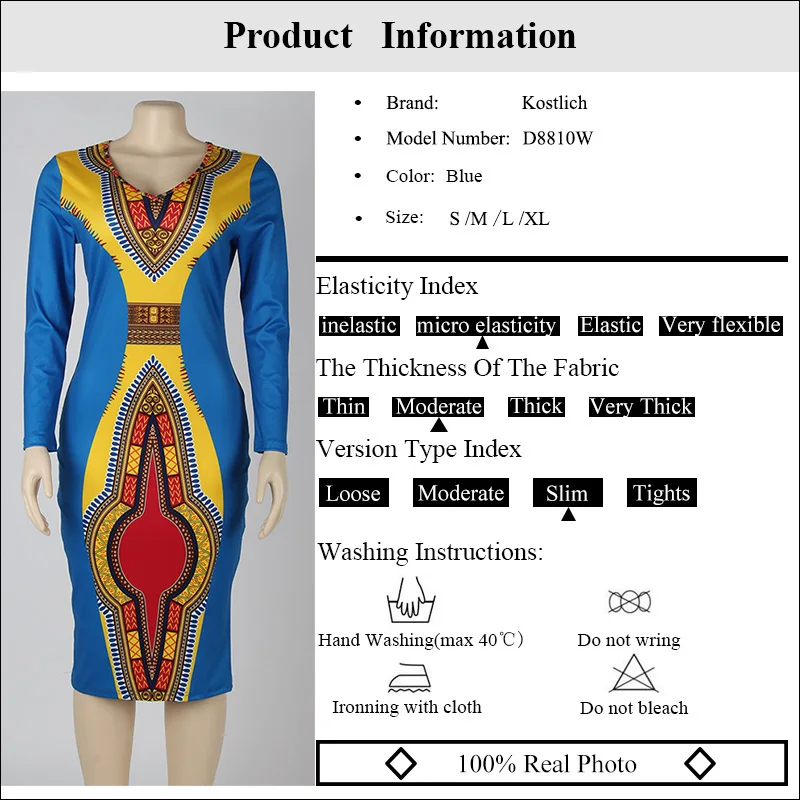 Kostlich Autumn Dress Women 2017 African Tribes Retro Print Dress O-Neck Long Sleeve Womens Clothing Vintage Bodycon Dresses (20)