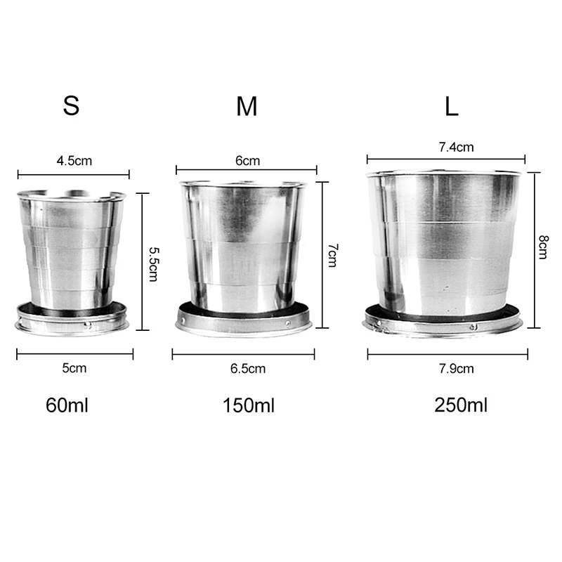 Многофункциональная Складная чашка для винной воды из нержавеющей стали, портативная складная телескопическая чашка для ключей, чашка для путешествий, детская игрушка