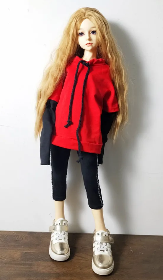 Красный В BJD платье вписывается в 1/3 1/4 1/6 Размер куклы хлопок костюм с толстовкой для мужчины и женщины аксессуары для куклы - Цвет: Красный