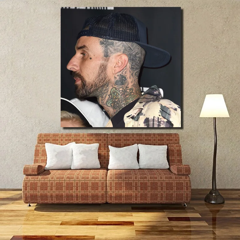 Lil Peep Travis Barker Head Tattoo Design HD Canvas Painting Prints Bedroom Home Decor Modern Wall Art Posters Pictures | Дом и сад