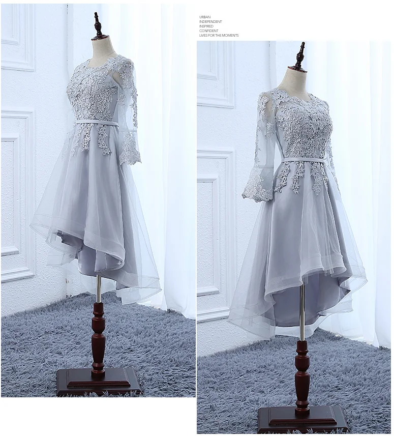Robe de soiree mariage Платья для подружек невесты с коротким передом и длинными рукавами на спине платье для девочек-подростков