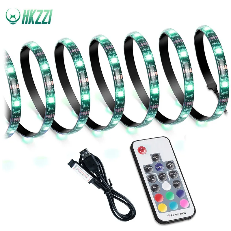 

HKZZI USB RGB 17-Key Set With Controller LED Strip 5V Flexible Waterproof TV Background Light Flexible Multi-Color Strip