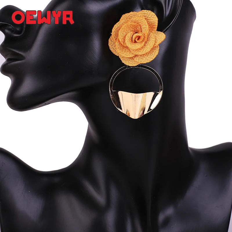 

Oewyr Korea flower earring Handmade gold earrings Colorful Petal Big Fancy Earring fashionable bohemian ethnic earrings ZS1003A