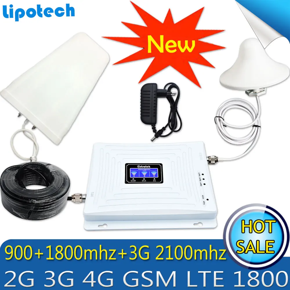 Lintratek ثلاثي الفرقة مكبر للصوت 900 1800 2100 GSM DCS WCDMA 2G 3G 4G LTE إشارة الداعم 900 /1800/2100 الهاتف المحمول الخلوية مكرر