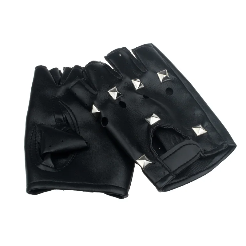 Тактические перчатки половина пальца ПУ мужские кожаные перчатки Модные мото панк хип-хоп круглые ногти guantes перчатки и варежки NOVE40