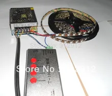 4 м DC5V 60 пикселей ws2811 встроенный из светодиодов цифровой полосы + SD карта контроллер + 60 Вт питания ; черный печатной платы, Водонепроницаемый в силиконовым покрытием